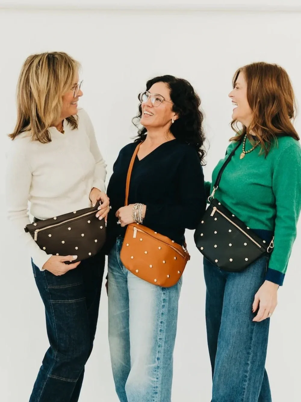Pretty Simple Chic Gold Studded Westlyn Bum Bag Vegan Leather High Quality Black